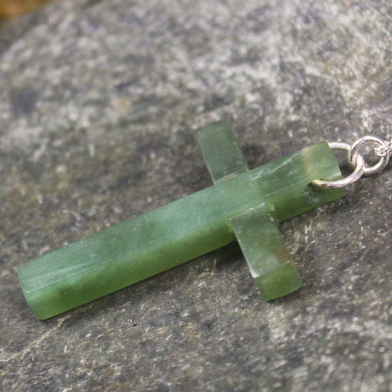 Sterling Silver Cross Pounamu Pendant