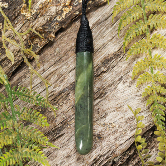 NZ Greenstone Large Freeform Roimata Pendant (BT413) Hapopo Pounamu