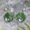 NZ Greenstone Koru Earrings Hapopo Pounamu