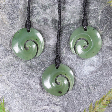 NZ Greenstone XSmall Koru Pendant Inanga Pounamu