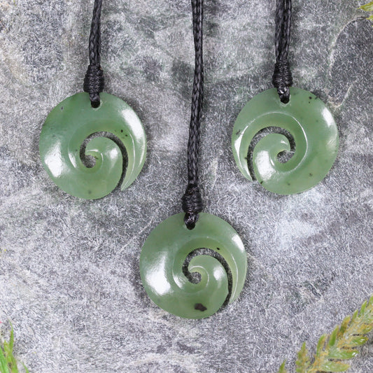 NZ Greenstone XSmall Koru Pendant Inanga Pounamu