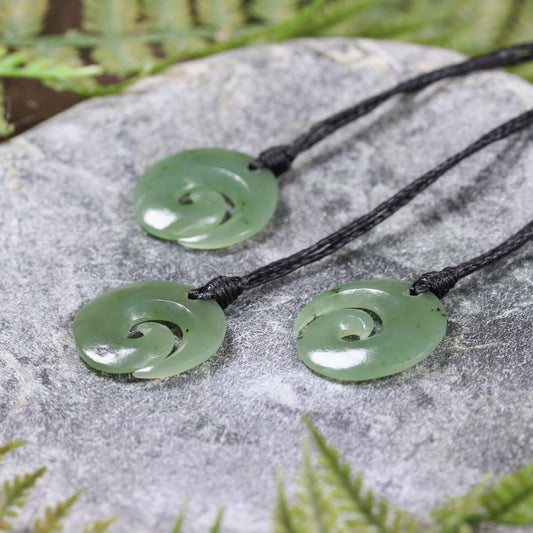 NZ Greenstone XSmall Koru Pendant Inanga Pounamu