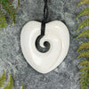 NZ Bone Medium Koru Heart Pendant (BT520)