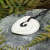 NZ Bone Medium Koru Heart Pendant (BT520)
