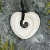 NZ Bone Medium Koru Heart Pendant (BT521)