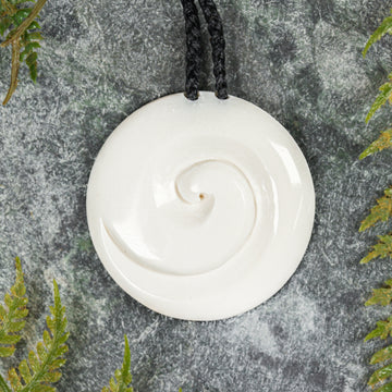 NZ Bone Medium Koru Pendant (BT519)