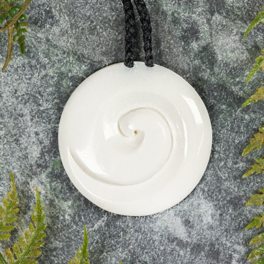 NZ Bone Medium Koru Pendant (BT519)
