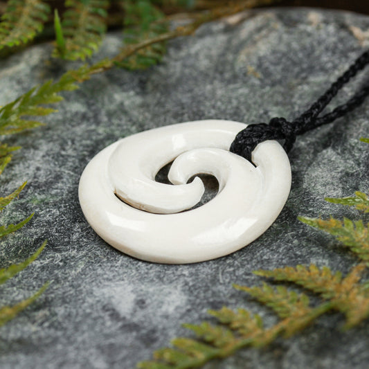 NZ Bone Medium Koru Pendant (BT518)