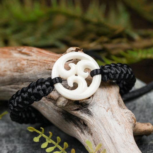 Bone Adjustable Cord Koru Bracelet (BN508)