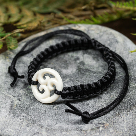 Bone Adjustable Cord Koru Bracelet (BN508)