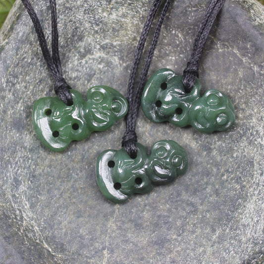 Hei Tiki pendant carved from Hapopo Pounamu - NZ Greenstone