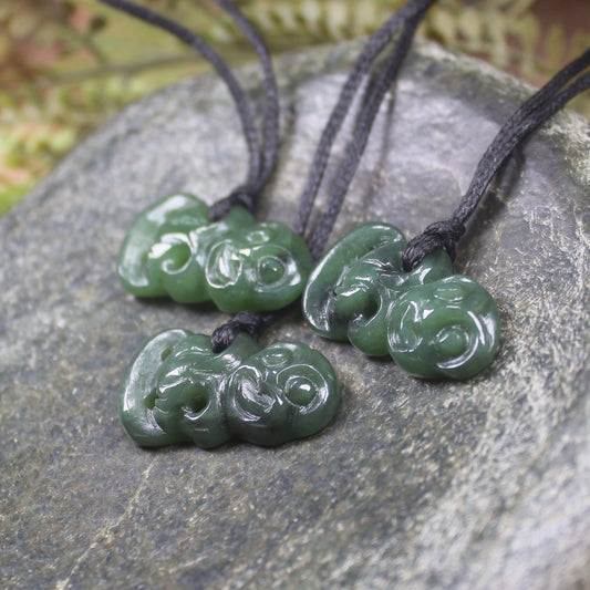 Hei Tiki pendant carved from Hapopo Pounamu - NZ Greenstone