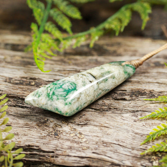 Quartz and Fuchsite Small Freeform Toki Pendant (BT608)