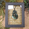 Flower Jade Pounamu Manaia pendant that has been framed - NZ Greenstone