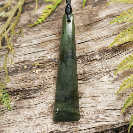 NZ Greenstone Medium Freeform Toki Pendant (BT630) Rimu Pounamu