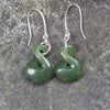 Twist Earrings carved from Hapopo Pounamu - NZ Greenstone