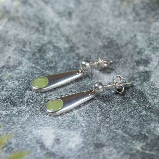 NZ Greenstone XSmall Roimata Earrings Hapopo Pounamu