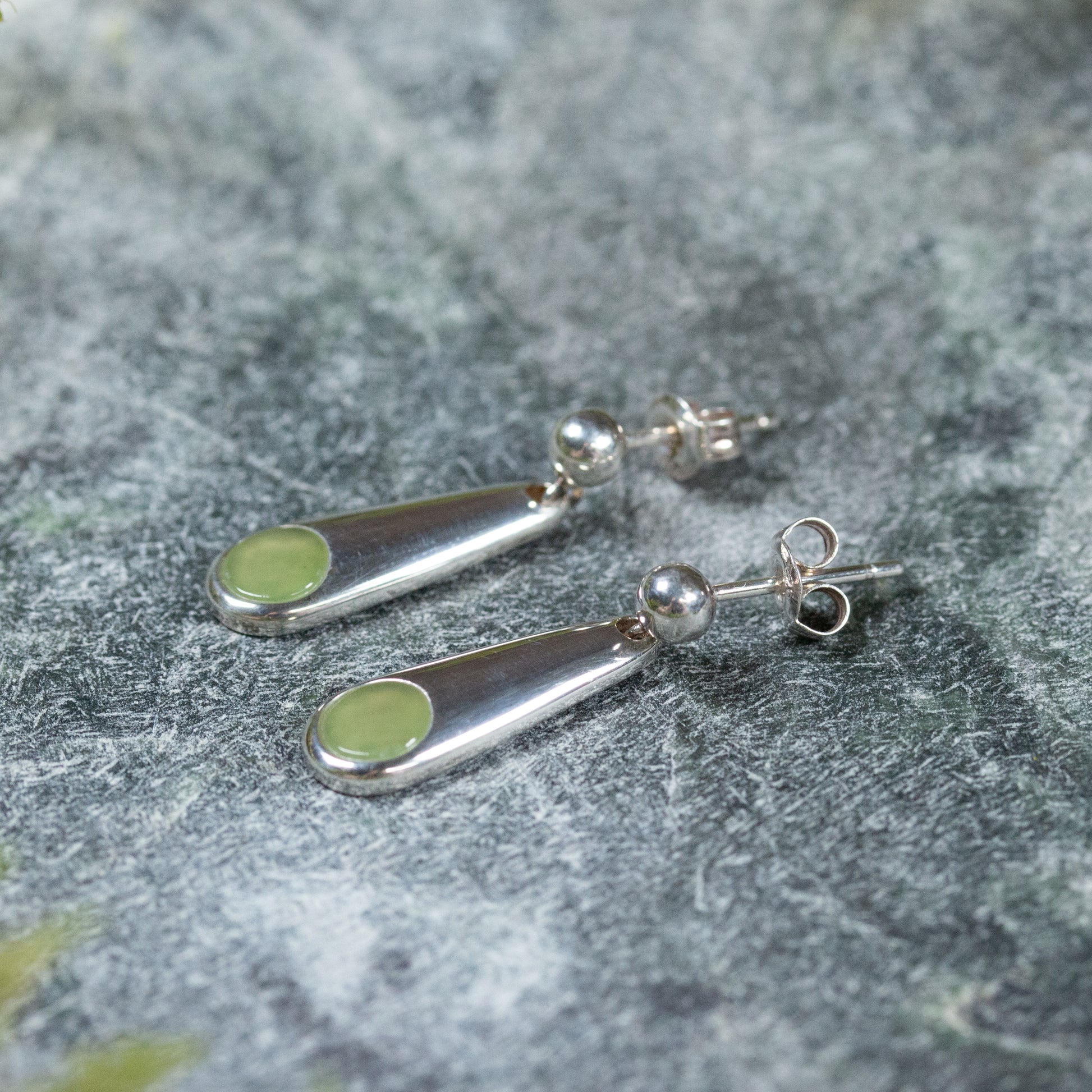 NZ Greenstone XSmall Roimata Earrings Hapopo Pounamu