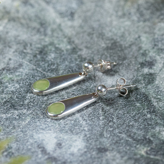 NZ Greenstone XSmall Roimata Earrings Hapopo Pounamu