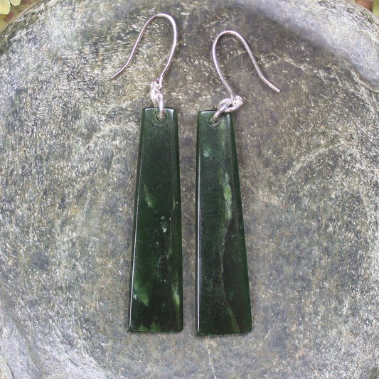Roimata or Teardrop earrings carved from Kawakawa Pounamu - NZ Greenstone