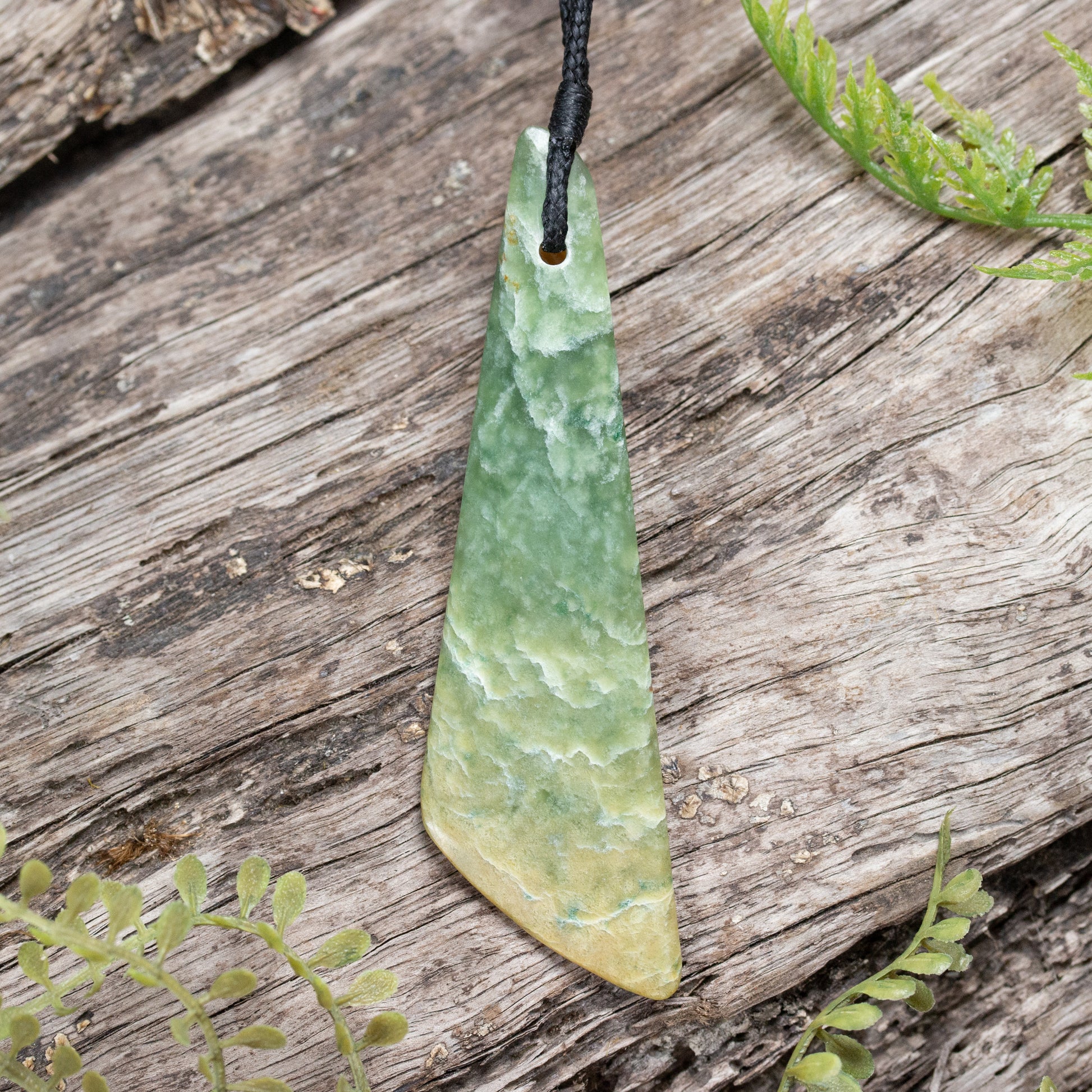NZ Greenstone Medium Freeform Toki Pendant Flower Jade Pounamu