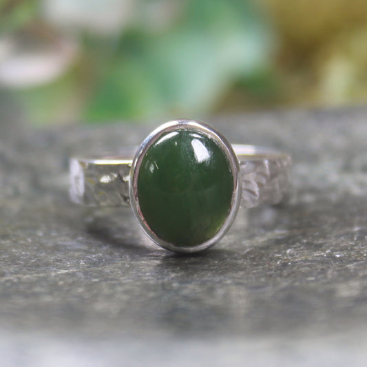 Hapopo Pounamu Silver Ring