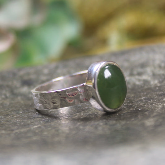 Hapopo Pounamu Silver Ring
