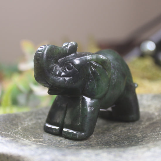 Kawakawa Pounamu Elephant Sculpture