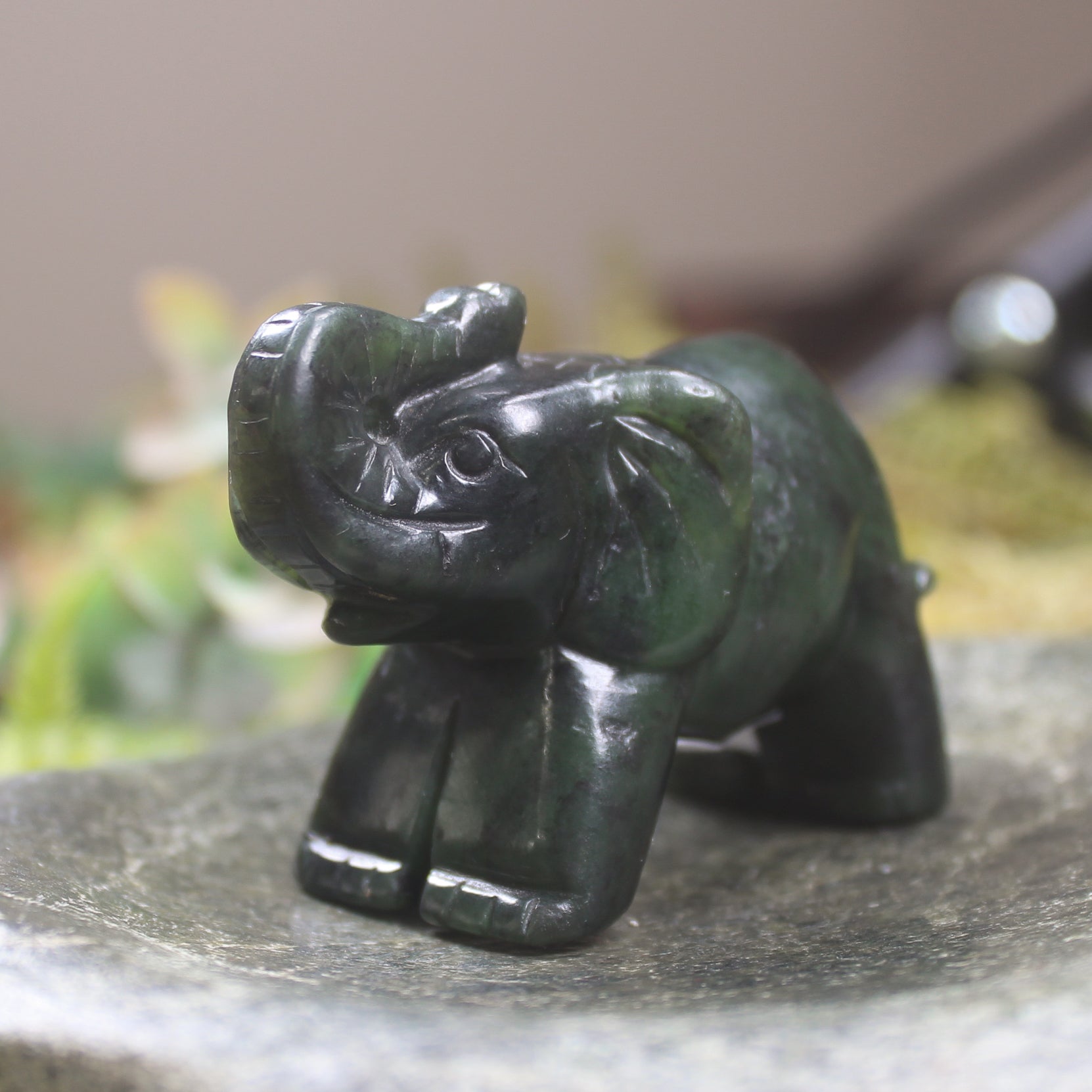 Kawakawa Pounamu Elephant Sculpture