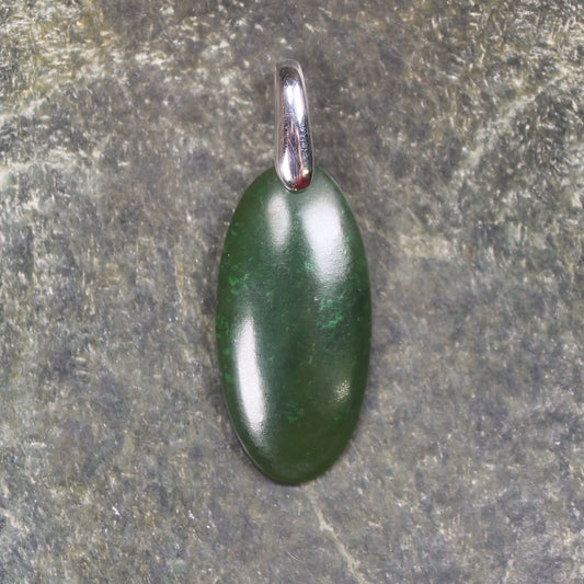 Kawakawa Pounamu pendant set in Sterling Silver - NZ Greenstone