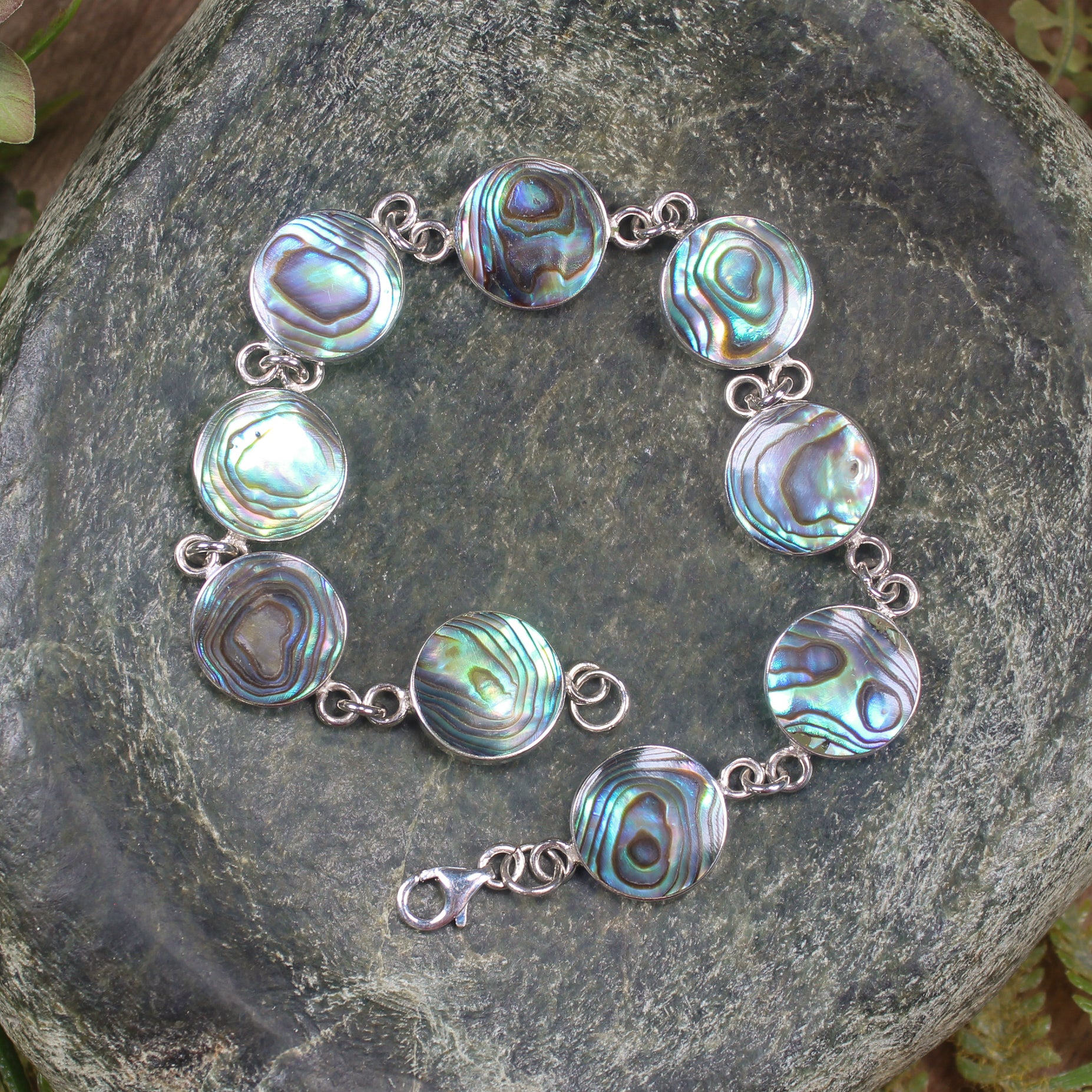 Pāua and Sterling Silver Bracelet