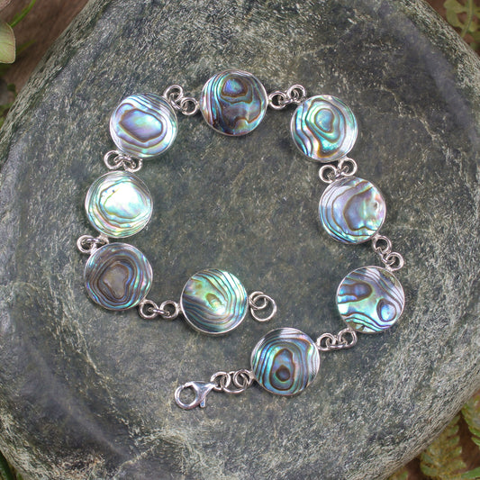 Pāua and Sterling Silver Bracelet