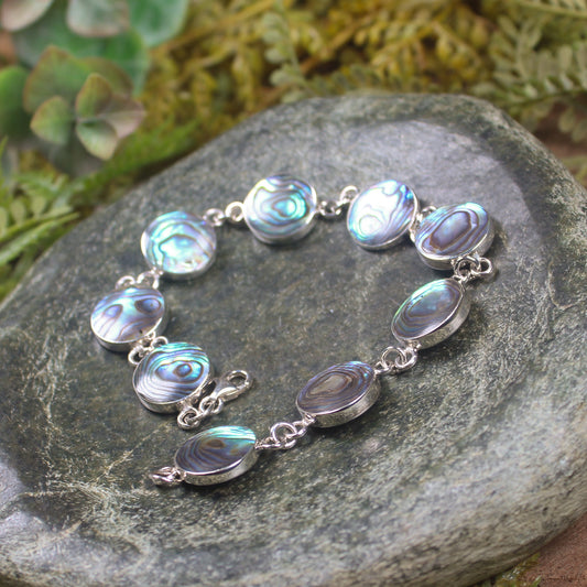 Pāua and Sterling Silver Bracelet