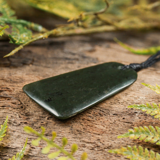 NZ Greenstone Small Freeform Toki Pendant (BT662) Rimu Pounamu