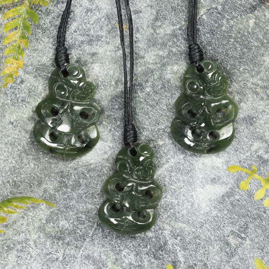 NZ Greenstone XSmall Hei Tiki Pendant (BW393) Rimu Pounamu