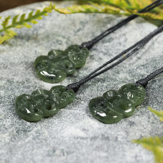 NZ Greenstone XSmall Hei Tiki Pendant (BW393) Rimu Pounamu