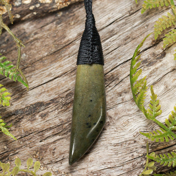 NZ Greenstone Medium Freeform Toki Pendant (BT702) Rimu Pounamu