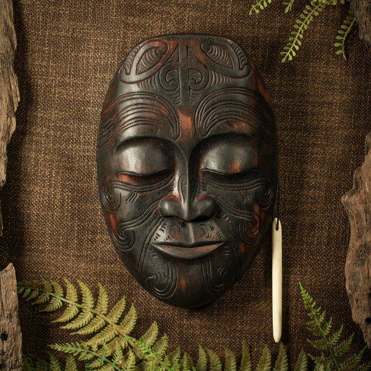 NZ Wood Wheku Mask Sculpture (BM197)