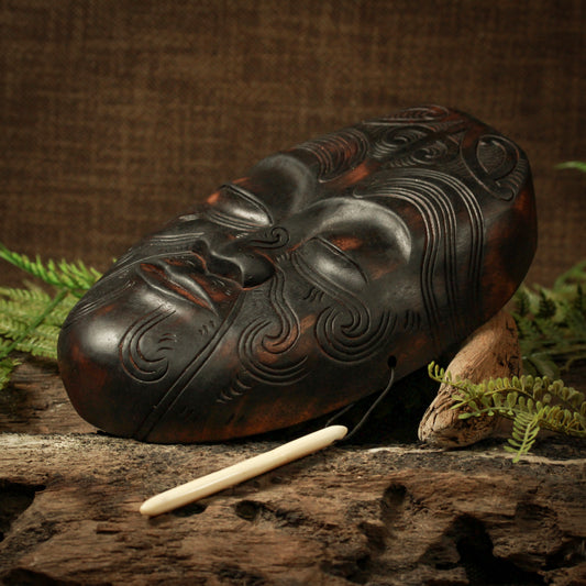 NZ Wood Wheku Mask Sculpture (BM197)