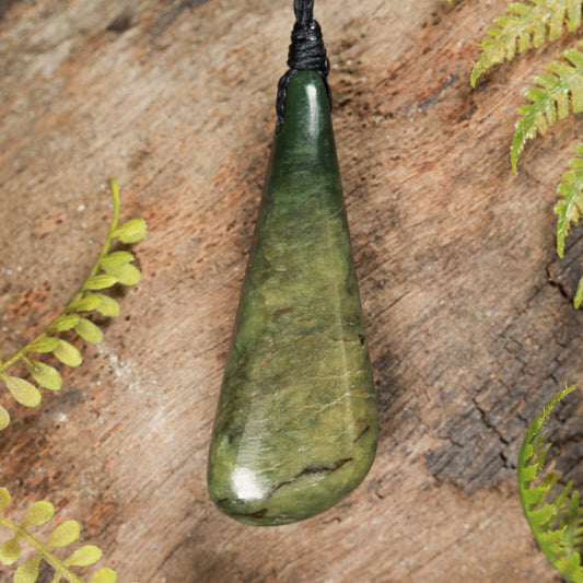 NZ Greenstone Small Freeform Roimata Pendant (BT715) Flower Jade Pounamu