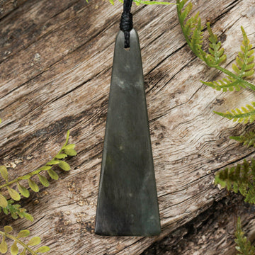 NZ Greenstone Medium Freeform Toki Pendant (BT728) Rimu Pounamu