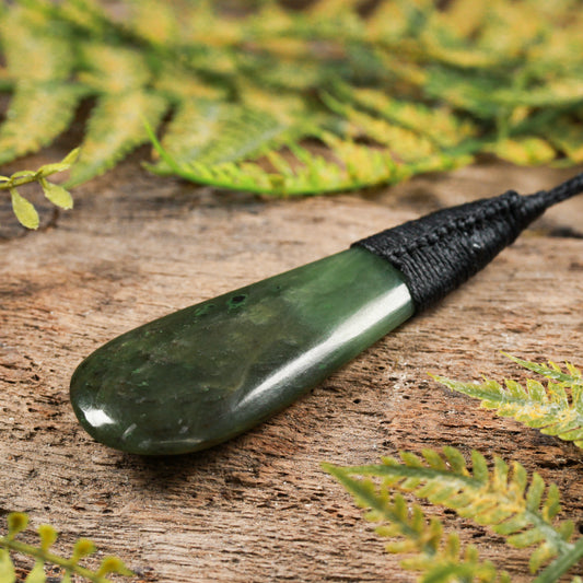 NZ Greenstone Medium Freeform Roimata Pendant (BT731) Rimu Pounamu
