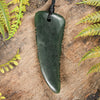 NZ Greenstone Medium Freeform Niho Taniwha Tooth Pendant (BT714) Kawakawa Pounamu