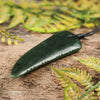 NZ Greenstone Medium Freeform Niho Taniwha Tooth Pendant (BT714) Kawakawa Pounamu