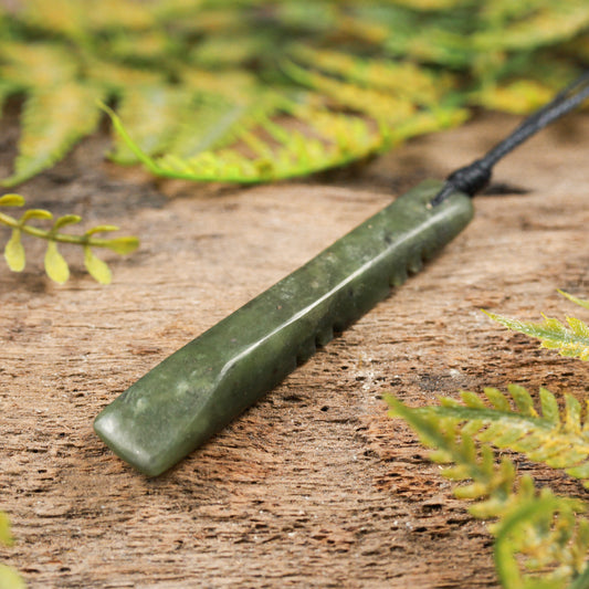 NZ Greenstone Small Freeform Toki Pendant (BT722) Rimu Pounamu