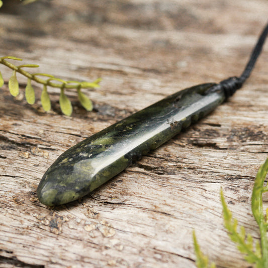NZ Greenstone Small Freeform Roimata Pendant (BT713) Douglas Creek Pounamu