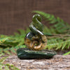 Koru twist pounamu sculpture - NZ Greenstone