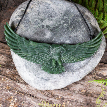 NZ Greenstone XLarge Eagle Kōuma Breastplate Pendant (CB968) Hapopo Pounamu