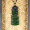 NZ Greenstone Framed Toki with Notches Pendant (CA508) Hapopo Pounamu