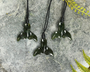 NZ Greenstone XSmall Whale Tail Pendant (BM686) Rimu Pounamu